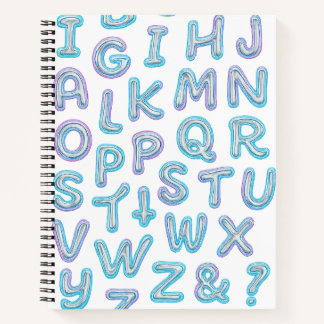 Bold Neon Alphabet Doodle Spiral Notitieboek