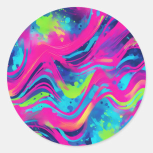 Bold Neon Waterverf Ronde Sticker