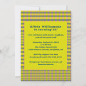 Bold Neon Yellow Plaid Fun 21ste Verjaardagsfeest Kaart (Voorkant)