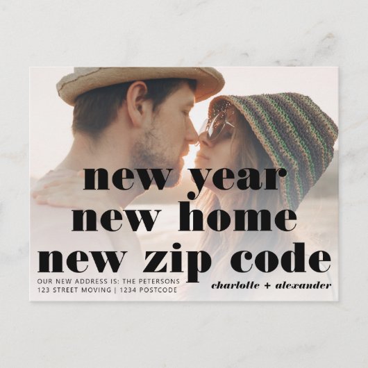 Bold new year foto's bewegend bericht aankondigingskaart (Voorkant)