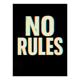 Bold "No Rules" Glitch Effect Typography Art Perfect Poster