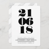BOLD NUMBER STACK Minimale zwarte datum opslaan Save The Date (Voorkant / Achterkant)