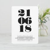 BOLD NUMBER STACK Minimale zwarte datum opslaan Save The Date (Staand voorkant)