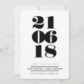 BOLD NUMBER STACK Minimale zwarte datum opslaan Save The Date (Voorkant)