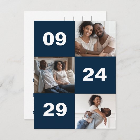 Bold-nummer foto bruiloft aankondigingskaart (Voorkant / Achterkant)