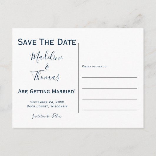 Bold-nummer foto bruiloft aankondigingskaart (Achterkant)