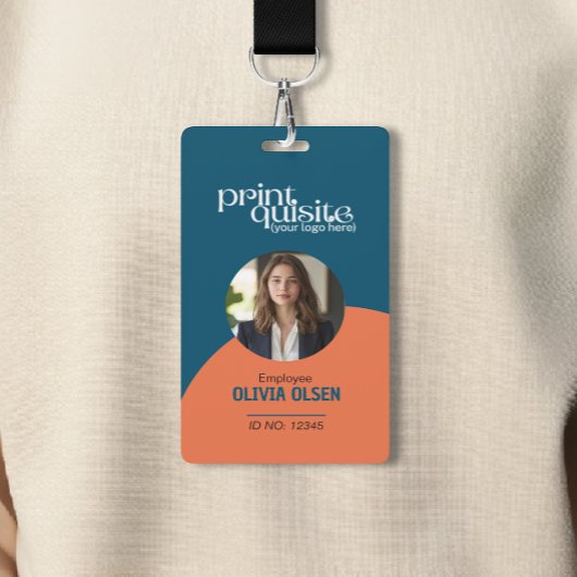 Bold Ocean Blue Sinaasappel ID-Kaart—QR-code voor Badge