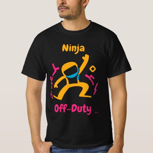 Bold Off-Duty Ninja Graphic pop art neon stijl T-shirt (Voorkant)