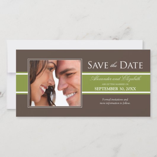 Bold Olive Green Stripe Save the Date Aankondiging (Voorkant)