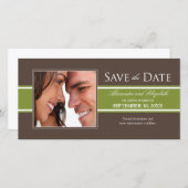 Bold Olive Green Stripe Save the Date Aankondiging (Voorkant / Achterkant)