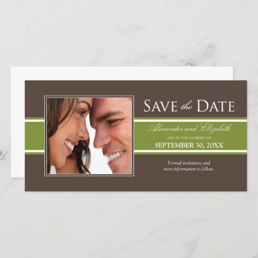 Bold Olive Green Stripe Save the Date Aankondiging (Voorkant / Achterkant)
