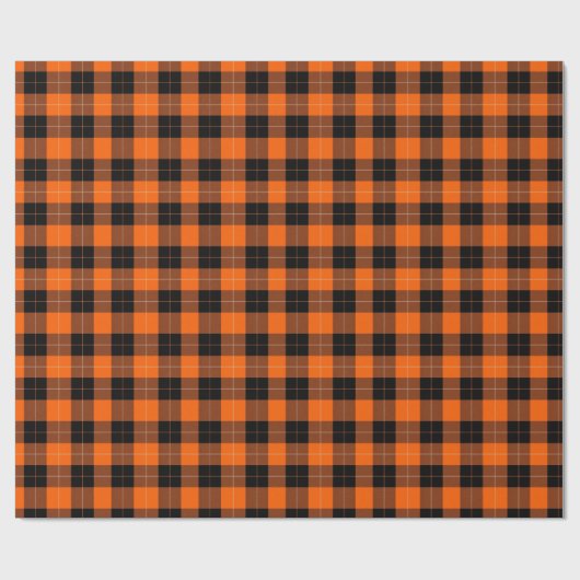 Bold Orange and Black Buffalo Plaid Cadeaupapier (Vlak)