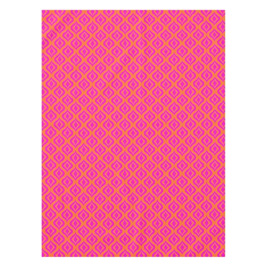 Bold Orange Hot Pink Summer Ikat Ogee Art Pattern Tafelkleed (Voorkant)