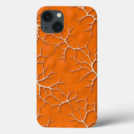 Bold Orange iPhone Case with Branch Texture
