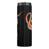 Bold Orange Mesmerizing Octopus Mandala  Thermosbeker (Achterkant)
