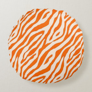Bold Orange Tiger Stripe Pattern Rond Kussen