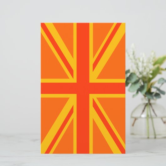 Bold Oranje Union Jack British Flag Swag Briefpapier (Staand voorkant)