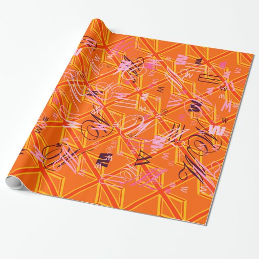 Bold Oranje Union Jack British Flag Swag Cadeaupapier (Uitgerold)