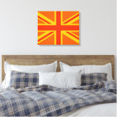 Bold Oranje Union Jack British Flag Swag Canvas Afdruk (Insitu (Slaapkamer))