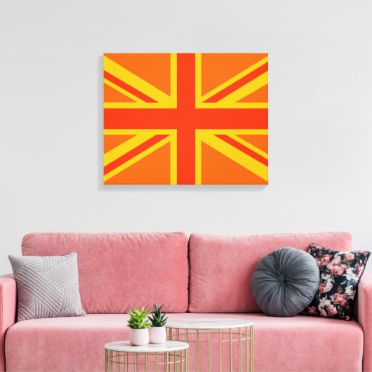 Bold Oranje Union Jack British Flag Swag Canvas Afdruk (Insitu (Woonkamer))