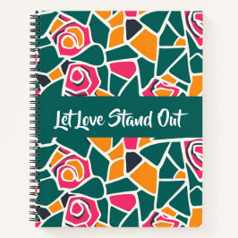 Bold Outline Rose Love - Let love stand out spiral Notitieboek