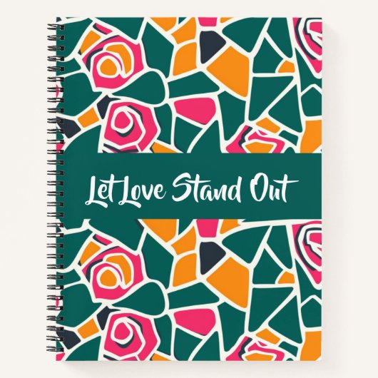 Bold Outline Rose Love - Let love stand out spiral Notitieboek (Voorkant)