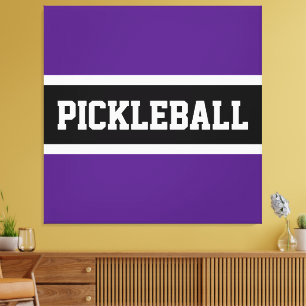 Bold Paars Black Sports Letters PICKLEBALL Text Canvas Afdruk