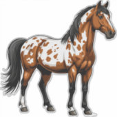 Bold Paint Horse Standing In Grassy Field Sticker (Voorkant)