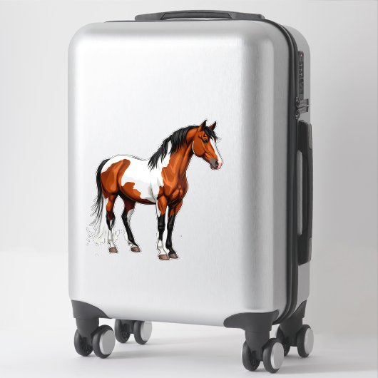 Bold Paint Horse Standing In Grassy Field Sticker (Koffer)