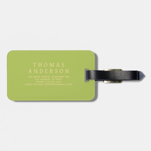 Bold Parrot Green typography Personalized Name Bagagelabel (Achterkant horizontaal)