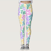 Bold Pastel Retro Floral Leggings (Voorkant)