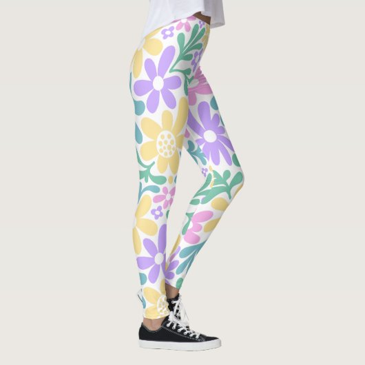 Bold Pastel Retro Floral Leggings (Rechts)