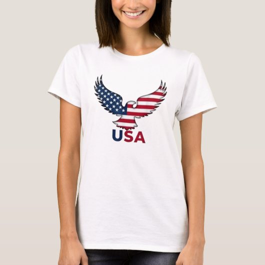 Bold Patriotic Eagle en vlag ontwerp voor Amerika T-shirt (Voorkant)