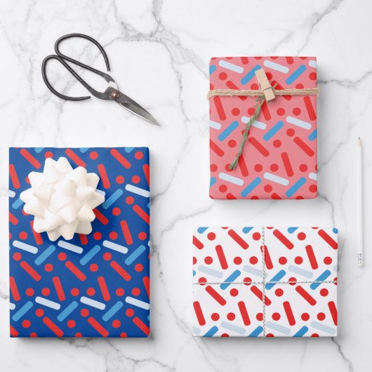 Bold Patriotic Stars Sprinkles Inpakpapier Vel (Voorkant)