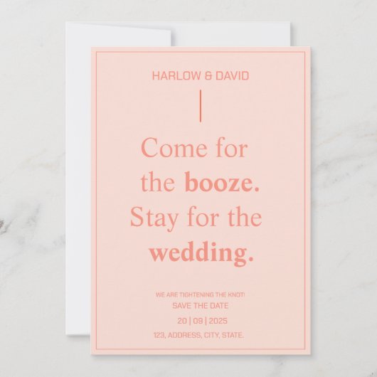 Bold Peach Bruiloft Save the Dates Kaart (Voorkant)