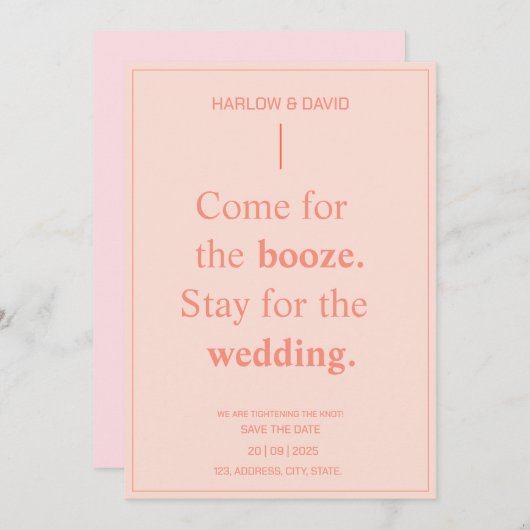 Bold Peach Bruiloft Save the Dates Kaart (Voorkant / Achterkant)