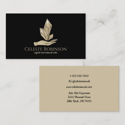 Bold Pearl Crystal Hand Boho Custom Gem Logo Visitekaartje (Voorkant / Achterkant)