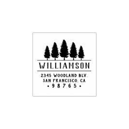 Bold Pine Tree Typografie Familie Retouradres Rubberstempel