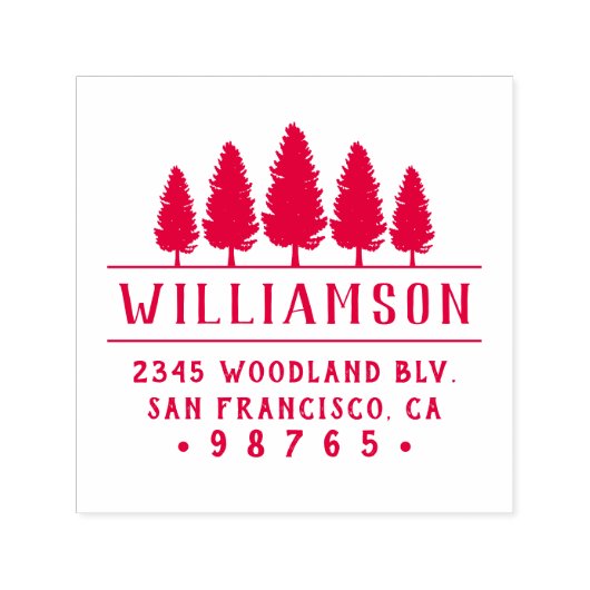 Bold Pine Tree Typografie Familie Retouradres Zelfinktende Stempel (Design)