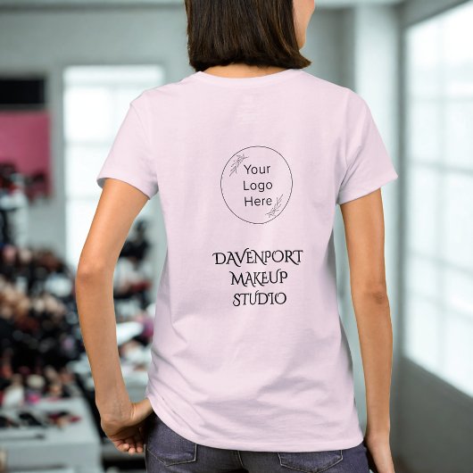 Bold Pink And Black Employee Name Business Logo T-shirt