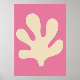 Bold Pink and Cream Abstract Coral Shape Preppy Poster