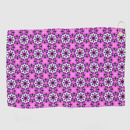 Bold pink and purple patterned Towel Golfhanddoek (Horizontaal)