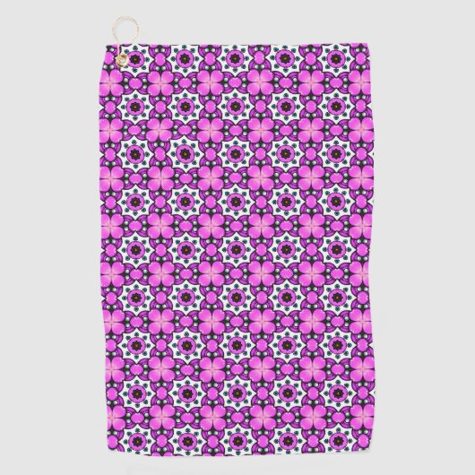 Bold pink and purple patterned Towel Golfhanddoek (Voorkant)