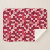 Bold Pink and Red Retro Geometric Pattern Sherpa Deken (Voorkant (horizontaal))