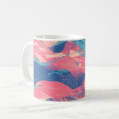 🎨 Bold Pink & Blue Abstract Pattern - Dynamic & F Koffiemok (Voorkant links)