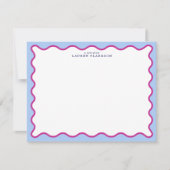 Bold Pink & Blue Striped Wavy Frame Note Card Kaart (Voorkant)