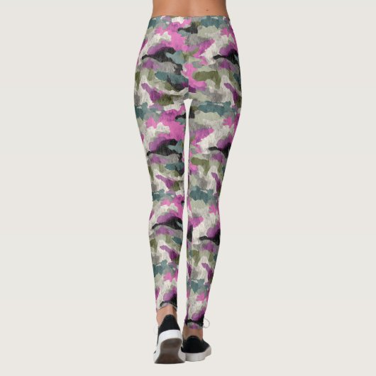 Bold Pink Camo Patterned  Leggings (Achterkant)