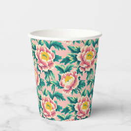 Bold Pink Chinoiserie Floral Papieren Bekers