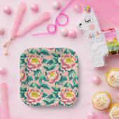 Bold Pink Chinoiserie Floral Papieren Bordje (Feest)