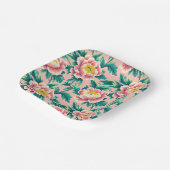 Bold Pink Chinoiserie Floral Papieren Bordje (Gebogen)